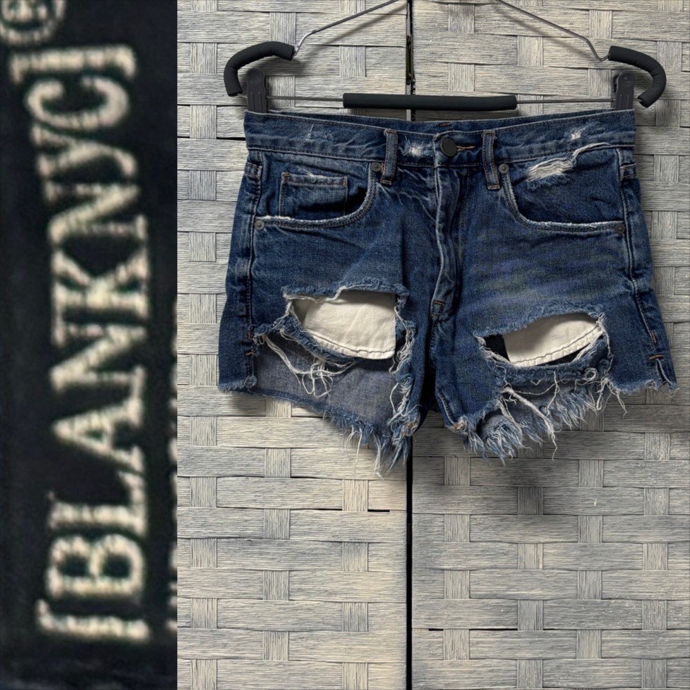 BLANKNYC 26 Blue Denim High Rise Distressed Cut Off Micro Jean‎ Shorts